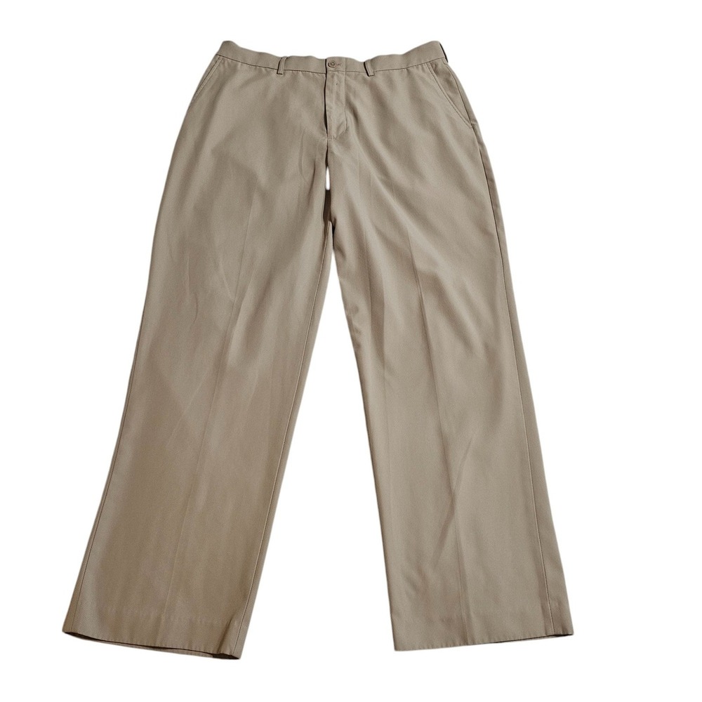 IZOD XFG Golf Pants Flat Front Tan‎ Khaki Casual Trousers Mens Size 36x32